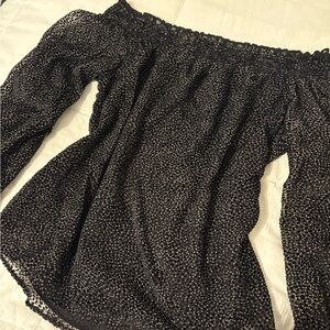 Black and White Off-Shoulder Blouse